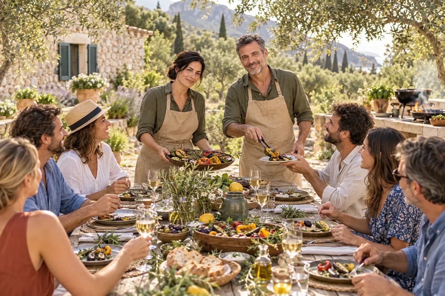AI-generated fictional scene: Cooking in the garden · Garden Flame Kitchen